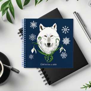 White Arctic Wolf Snowdrop Flowers Notebook