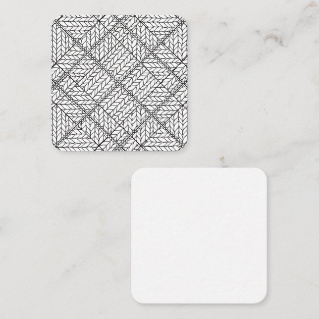 WHITE ARGYLE KNIT 2.5" Square Flat Card  (Front/Back)