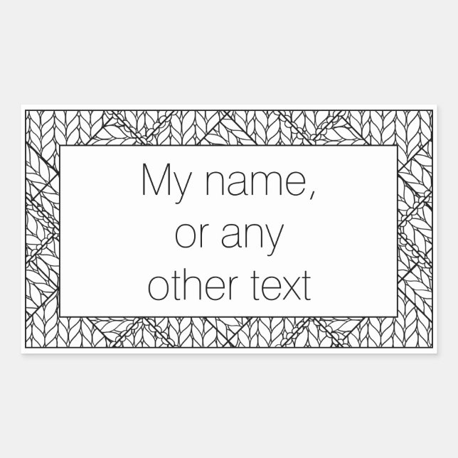 WHITE ARGYLE KNIT Rectangle Sticker + Text II  (Front)