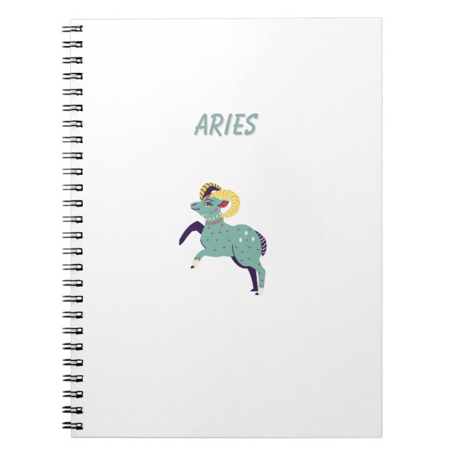White Aries, zodiac, star sign print Notebook (Front)