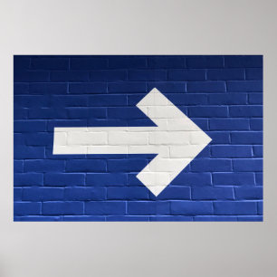 White arrow painted on brick wall poster
