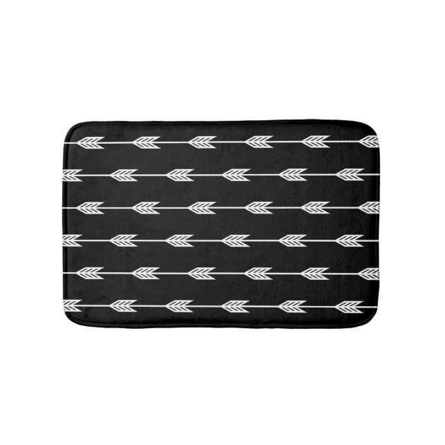 White Arrows on Black Background Bath Mat (Front)