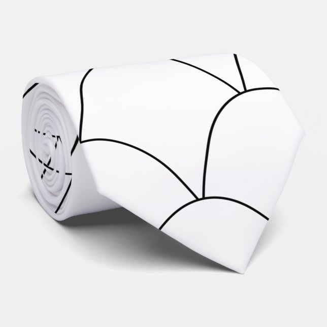 White Art Deco Design Tie (Rolled)