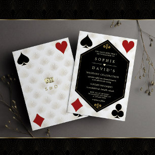 White Art Deco Gatsby Casino Vegas Poker Wedding Invitation