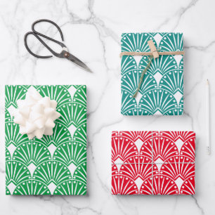 White art-deco pattern custom background wrapping paper sheet