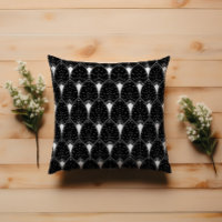 White Art Deco Pattern On Black Background