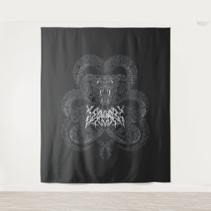White Art Deco Serpent Ornamental Cobra Graphic Tapestry