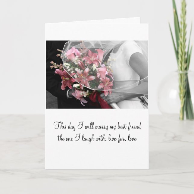 White Artistic Wedding Card (Front)