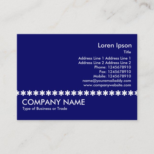 White Asterisk Line - Dark Blue Business Card (Front)