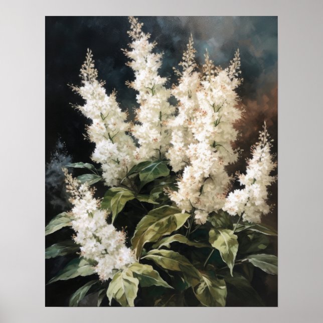 White Astilbe Flowers Art Print Poster (Front)