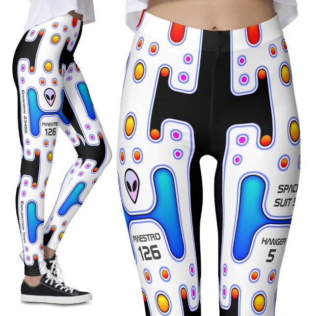 White Astronaut Outer Space Girl Android Robot Leggings (Creator Uploaded)