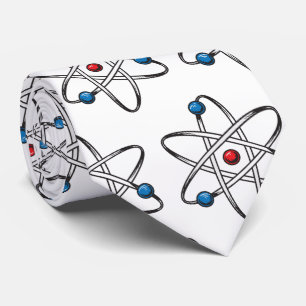 White Atom Molecule Pattern Teacher Science Tie