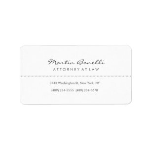 White Attorney at Law Excellent Traditional Simple Label