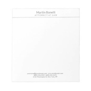 White Attorney at Law Excellent Traditional Simple Notepad