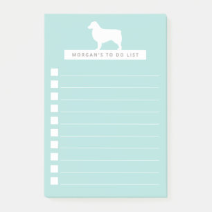 White Aussie   Personalized To Do List   Aqua Post-it Notes
