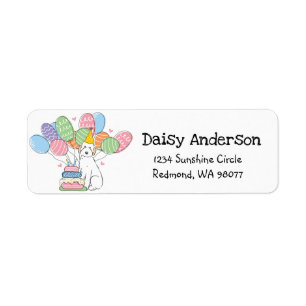 White Aussiedoodle Birthday Party Return Address