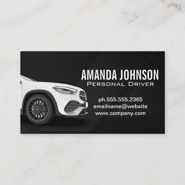 White Automobile | Driver Business Card (Front)