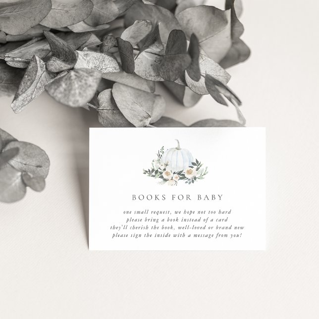 White Autumn Pumpkin Greenery Books for Baby Enclosure Card (Creator Uploaded)