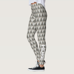 White Awareness Ribbon Angel Custom Words Leggings