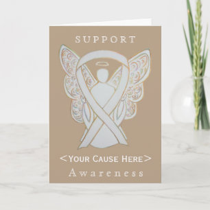 White Awareness Ribbon Angel Customised Card