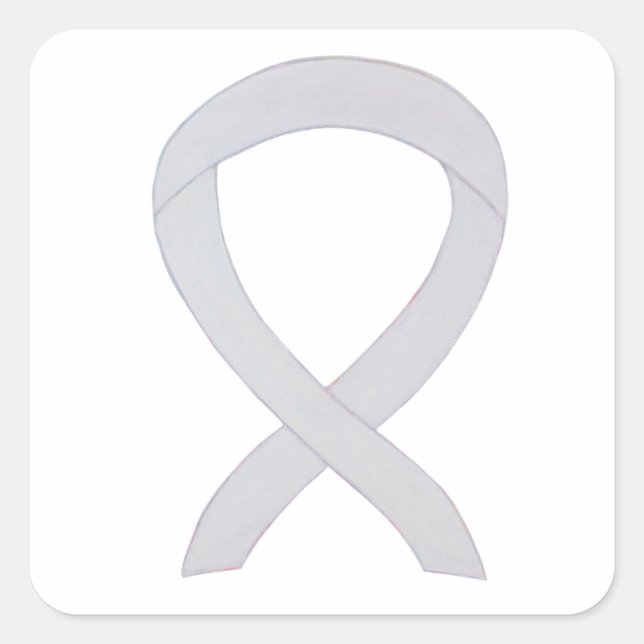 White Awareness Ribbon Art Decal Stickers (Front)