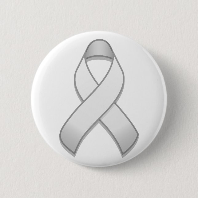 White Awareness Ribbon Button (Front)