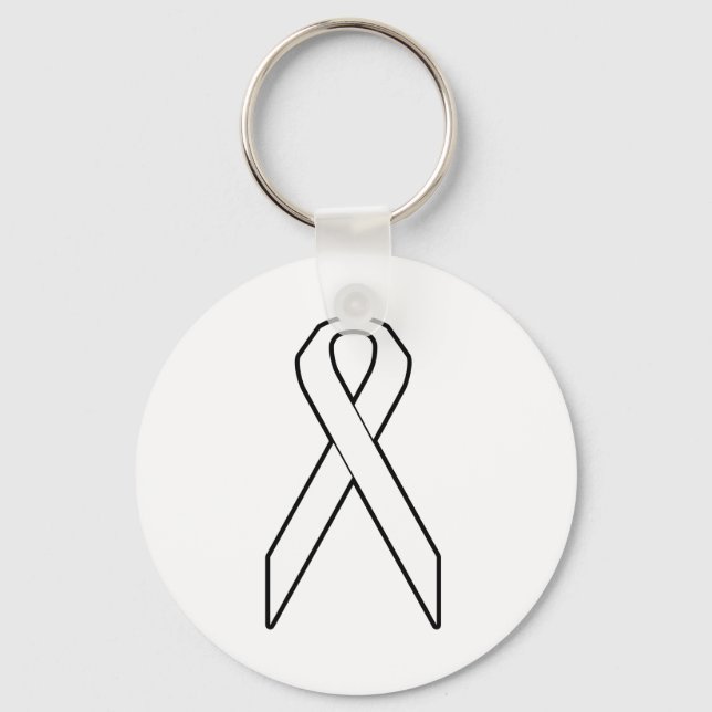 White Awareness Ribbon Key Ring (Front)