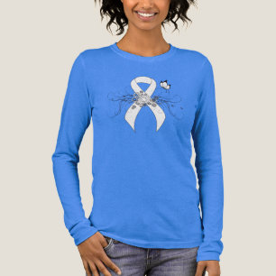 White Awareness Ribbon with Butterfly Tri-Blend Shirt