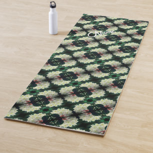 White Azalea Flower Abstract Pattern Personalised Yoga Mat