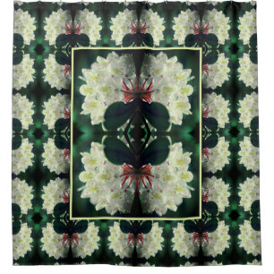 White Azalea Flower Abstract Pattern Shower Curtain