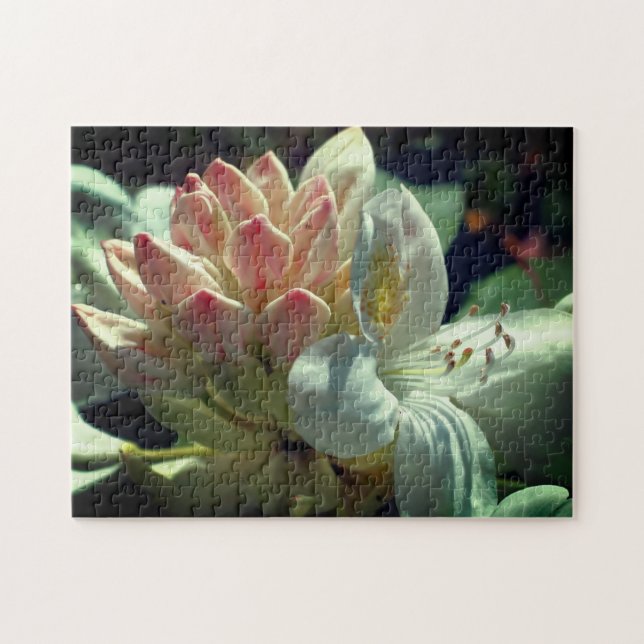 White Azalea Flower Frame Add Your Photo Jigsaw Puzzle (Horizontal)