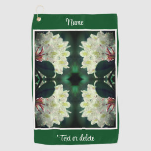 White Azalea Flower Raindrops Personalised Golf Towel