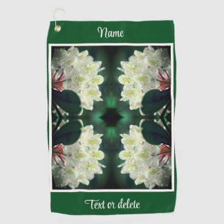 White Azalea Flower Raindrops Personalised Golf Towel