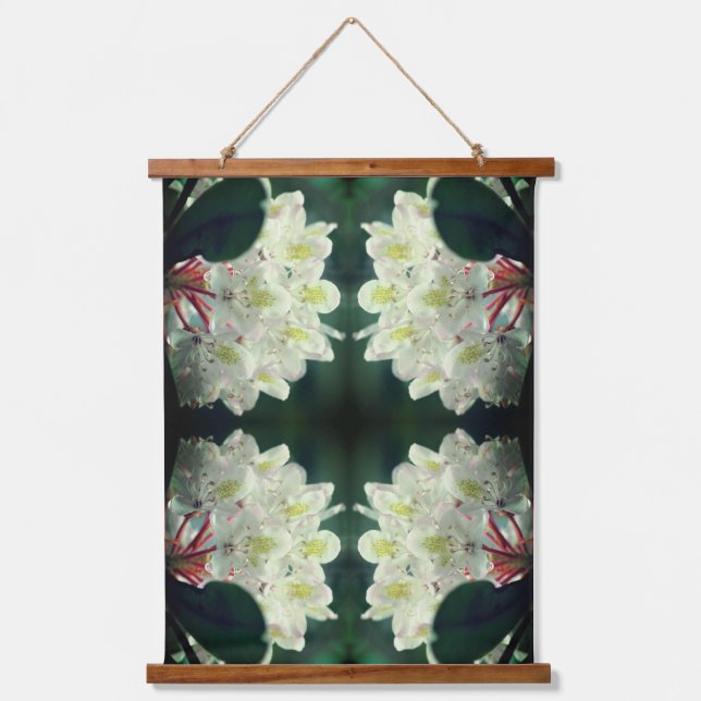 White Azalea Flower With Raindrops Abstract Hanging Tapestry (Front)
