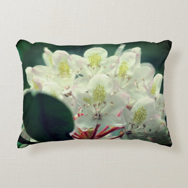White Azalea Flower With Raindrops   Decorative Cushion (Front)