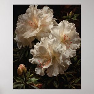 White Azalea Flowers Art Print Poster