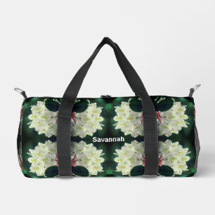 White Azalea Flowers Personalised Duffle Bag