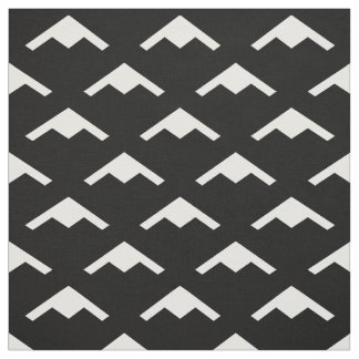 White B-21 Raider Stealth Bomber Pattern on Black Fabric