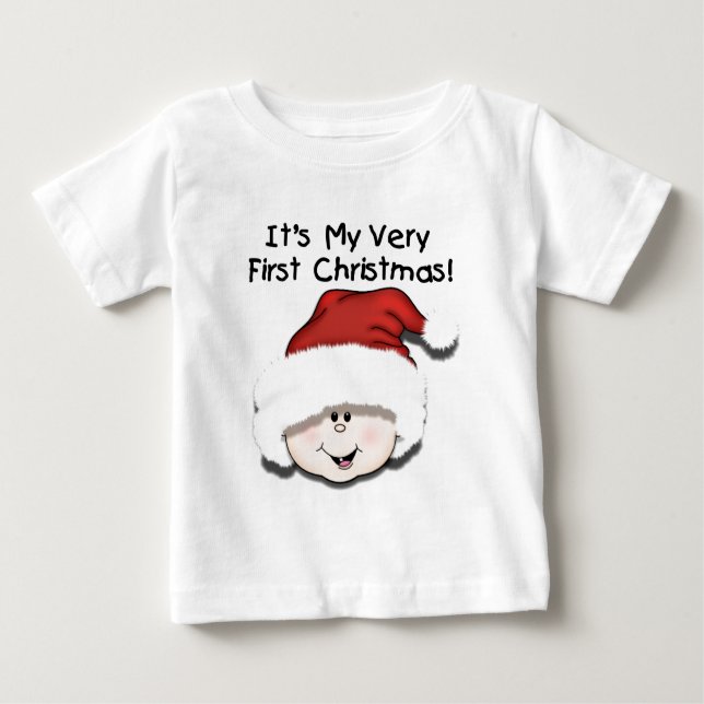 White Baby 1st Christmas Baby T-Shirt (Front)