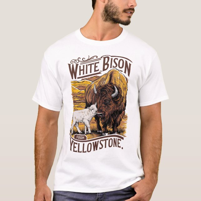 WHITE BABY BISON PROPHECY CALF FROM YELLOWSTONE  T-Shirt (Front)