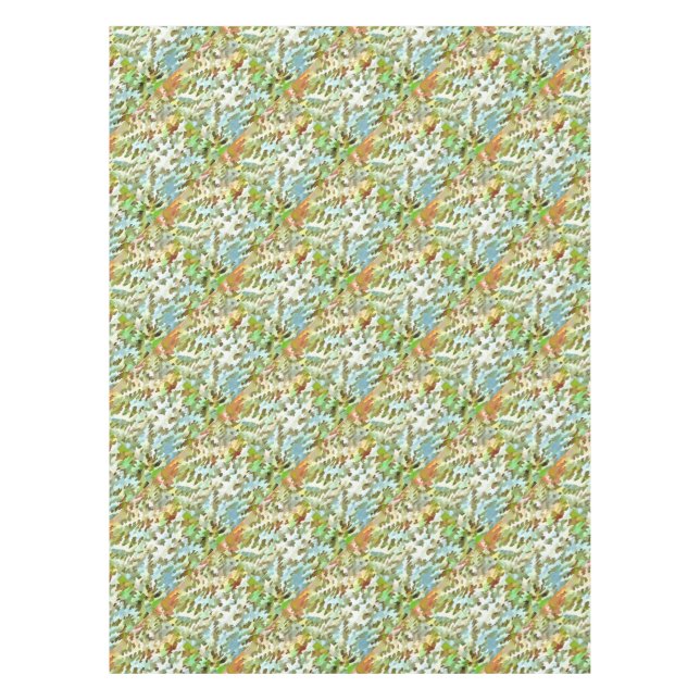 White, Baby Blue and Green Camouflage Pattern Tablecloth (Front)