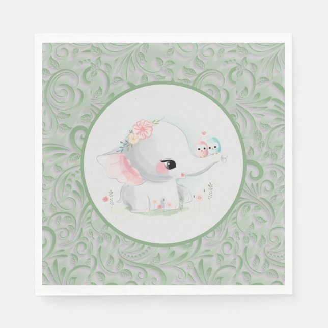 White Baby Elephant Napkin (Front)