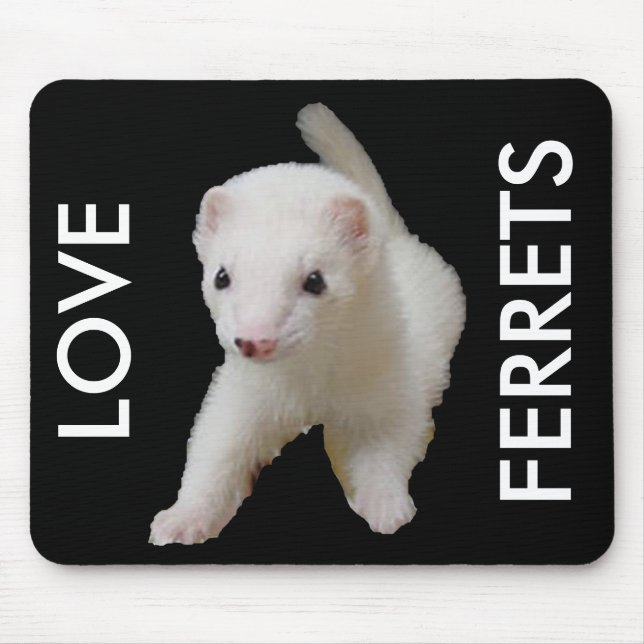 White Baby Ferret Mousepad (Front)