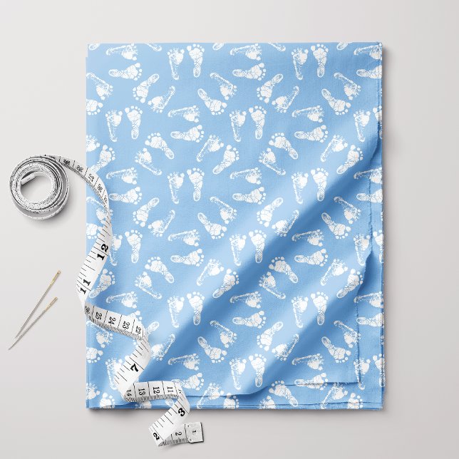White Baby Footprints On Blue Fabric (Creator Uploaded)