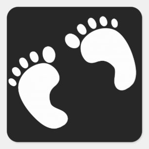 White Baby Footprints Square Sticker