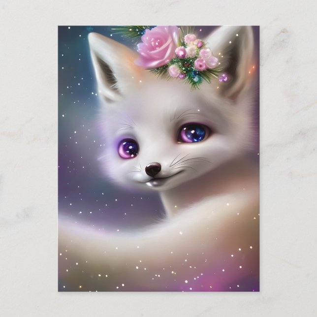 White Baby Fox Postcard (Front)