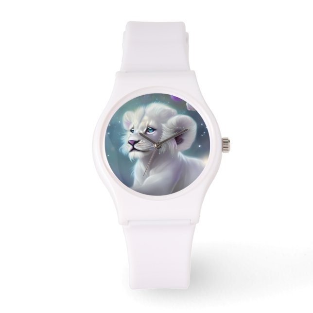 White Baby Lion Cub Fantasy Watch (Front)