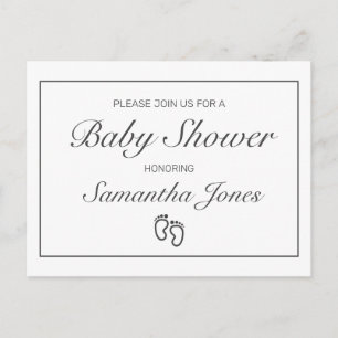 White Baby Shower Announcement Invitation Postcard
