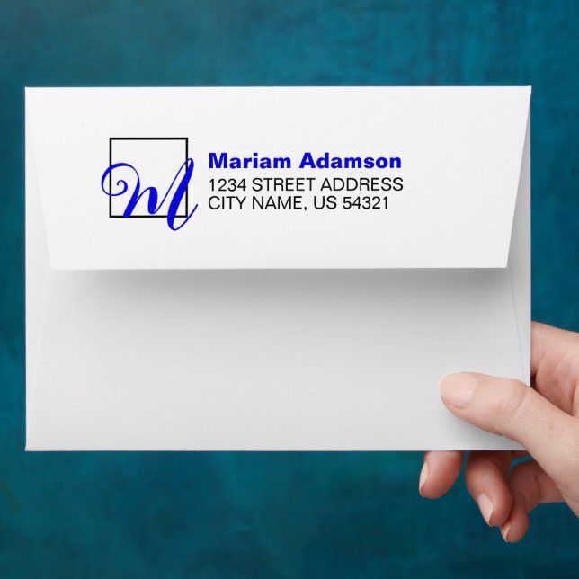 White Back & Front Name Monogram Return Address On Envelope (Hand)