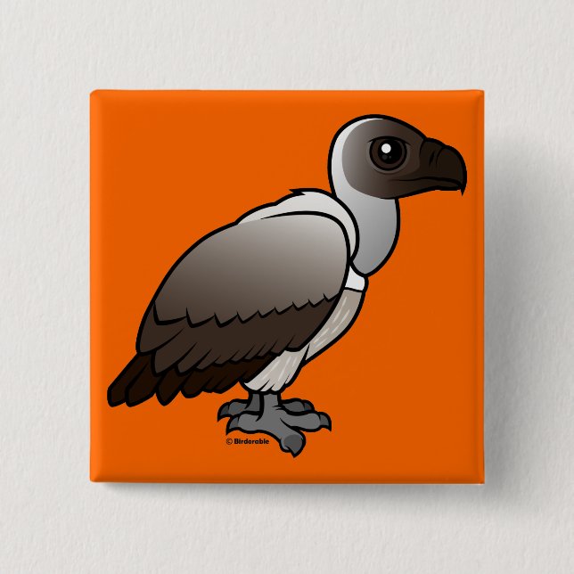 White-backed Vulture 15 Cm Square Badge (Front)